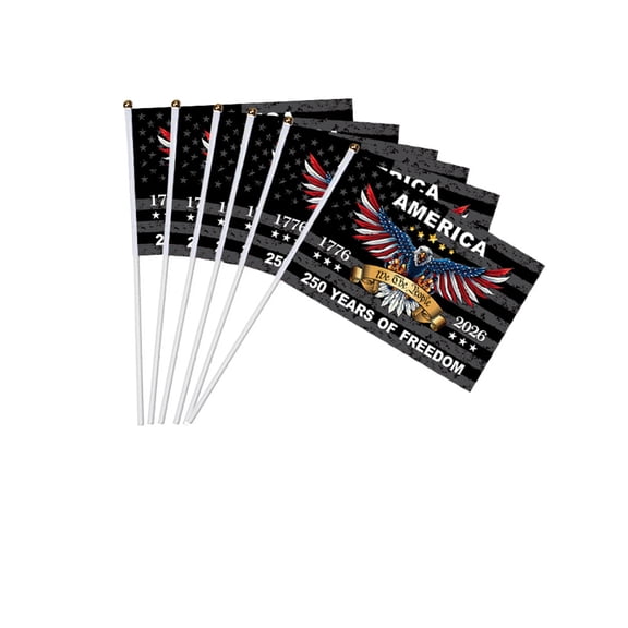 20PCS 8.27 x 5.51 Inch USA 250 Years Handheld Flags with PP Pole Patriotic Waving Flags for Parade Festival Party Decor, America 250th Anniversary Merchandise
