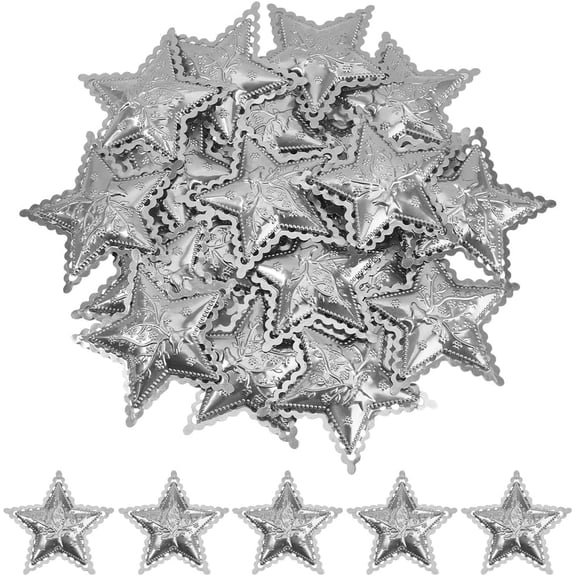 20PCS 88mm Galvanized Mini Metal Barn Star Vintage Rustic Star Ornament Three Dimensional Christmas Tree Star for Hanging Wall Holiday