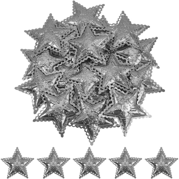 20PCS 88mm Silver Metal Star Galvanized Metal Stars Vintage Rustic Primitive Stars Three Dimensional Christmas Tree Patriotic Ornament