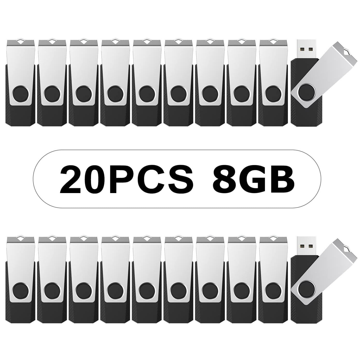 20PCS 8GB Bulk USB 2.0 Flash Drive Swivel Memory Stick Thumb Drives Pen ...