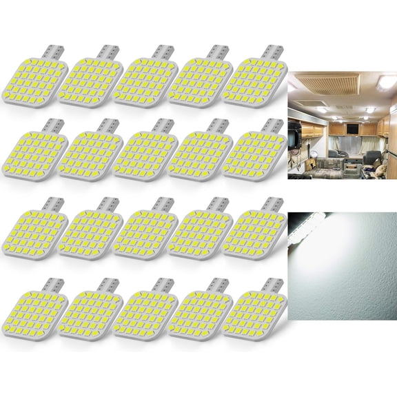 20PCS 921 Interior LED Light Bulbs for RV, Super Bright 36-SMD 6000K White T10 922 912 194 LED Bulbs Replacement for Camper Trailer Motorhome Indoor Ceiling Dome Lights(12V DC)