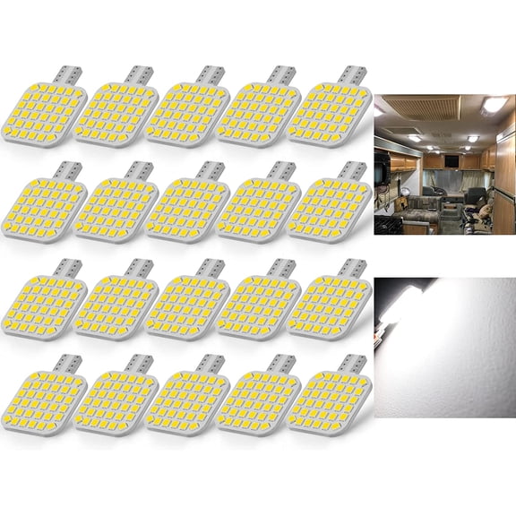 20PCS 921 Interior LED Light Bulbs for RV, Super Bright 36-SMD Natural White T10 922 912 LED Bulbs for Camper Trailer Motorhome Indoor Ceiling Dome Lights(12V DC)