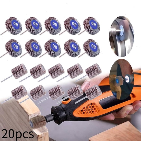 20PCS Abrasive Flap Wheel Sander 80 Grit 1/8" Shank Diameter 32mm 3/8" Thick and 1" Abrasive Sandpaper Flap Sanding Wheel Grinding Head Rotary Tool for Grinding and Polishing