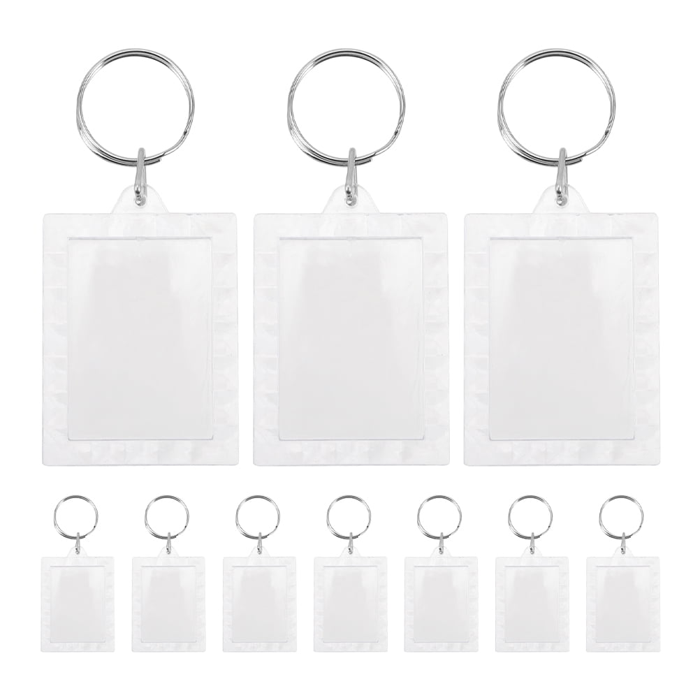 Petyoung 100pcs Clear Acrylic Keychains - Blank Photo Insert Keyrings For DIY Customization