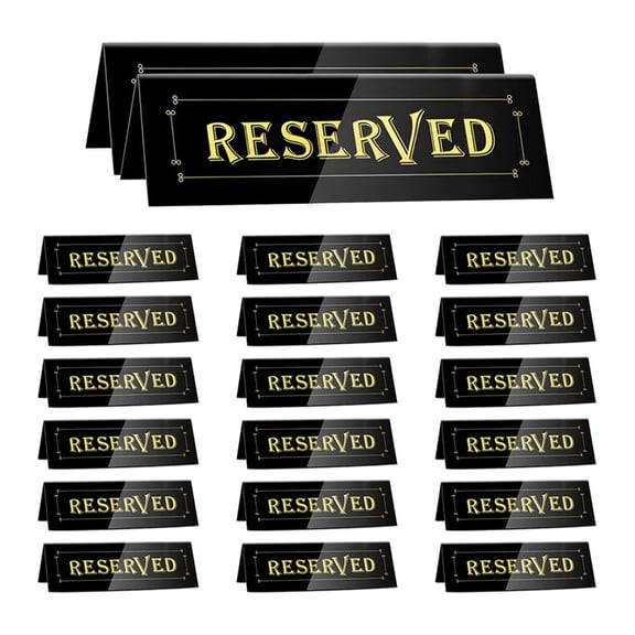 20PCS Acrylic Reserved Table Tent Signs, Reservation Seat Signs for Wedding, Restaurant, Office, Meeting Chairs