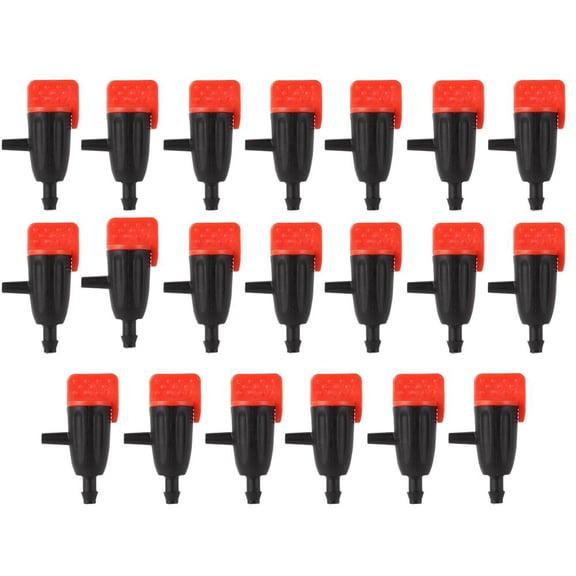 20PCS Adjustable Drip Emitters, 1/4 Inch Irrigation Sprinklers, with 360 Spray red Micro Drippers for Garden, Drip Irrigation Emitters for Flower Plant Watering System