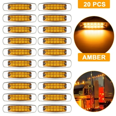 20PCS Amber Side Marker Light Clearance 12-LED Truck Trailer Side Lamp for Peterbilt 12V