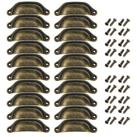 20PCS Antique Iron Drawer Knobs Pulls Handles - Vintage Kitchen Cabinets Furniture Wardrobe Pull Handle,
