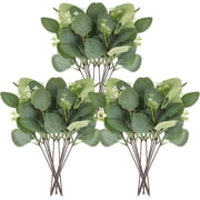20PCS Artificial Eucalyptus Leaves Stems, Greenery Decoration Branches with Flowers for Floral Arrangement Vase Wedding Bouquets Centerpiece