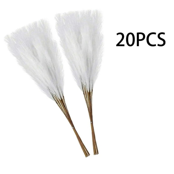 20PCS Artificial Pampas Grass Decor – 21.65" Fluffy Bohemian Reed Stems for Wedding, Home, Vase Arrangement (Hypoallergenic, No Shedding)
