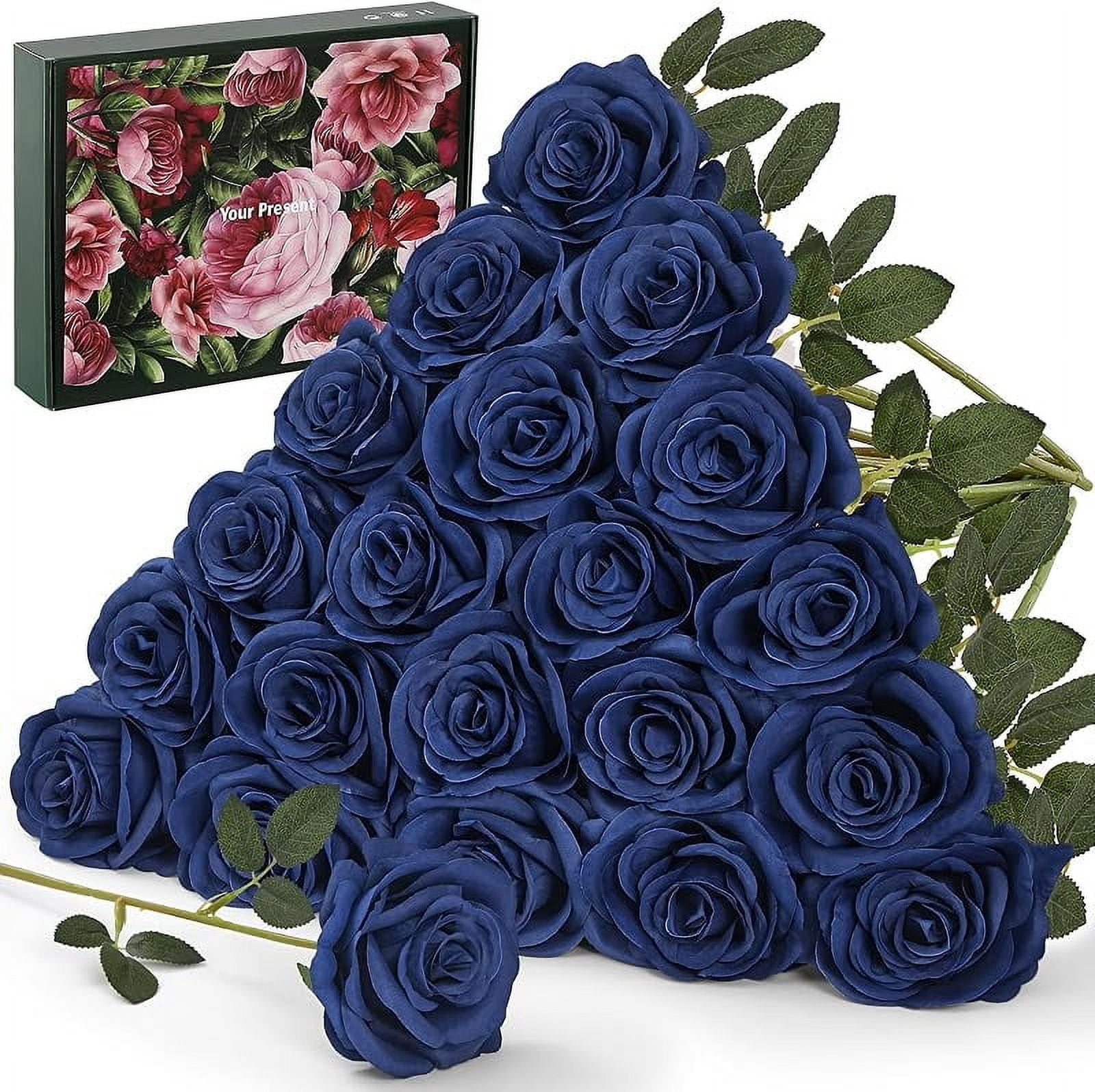 20PCS Artificial Red Roses, 3.9'' Silk Flower Head Fake Red Rose with ...