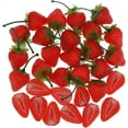 thumbnail image 1 of 20PCS Artificial Strawberries Fake 10pcs Strawberry Slices Simulation Fruits Realistic Food Model for Home Kitchen Decoration Photography Prop Basket Display, 1 of 3