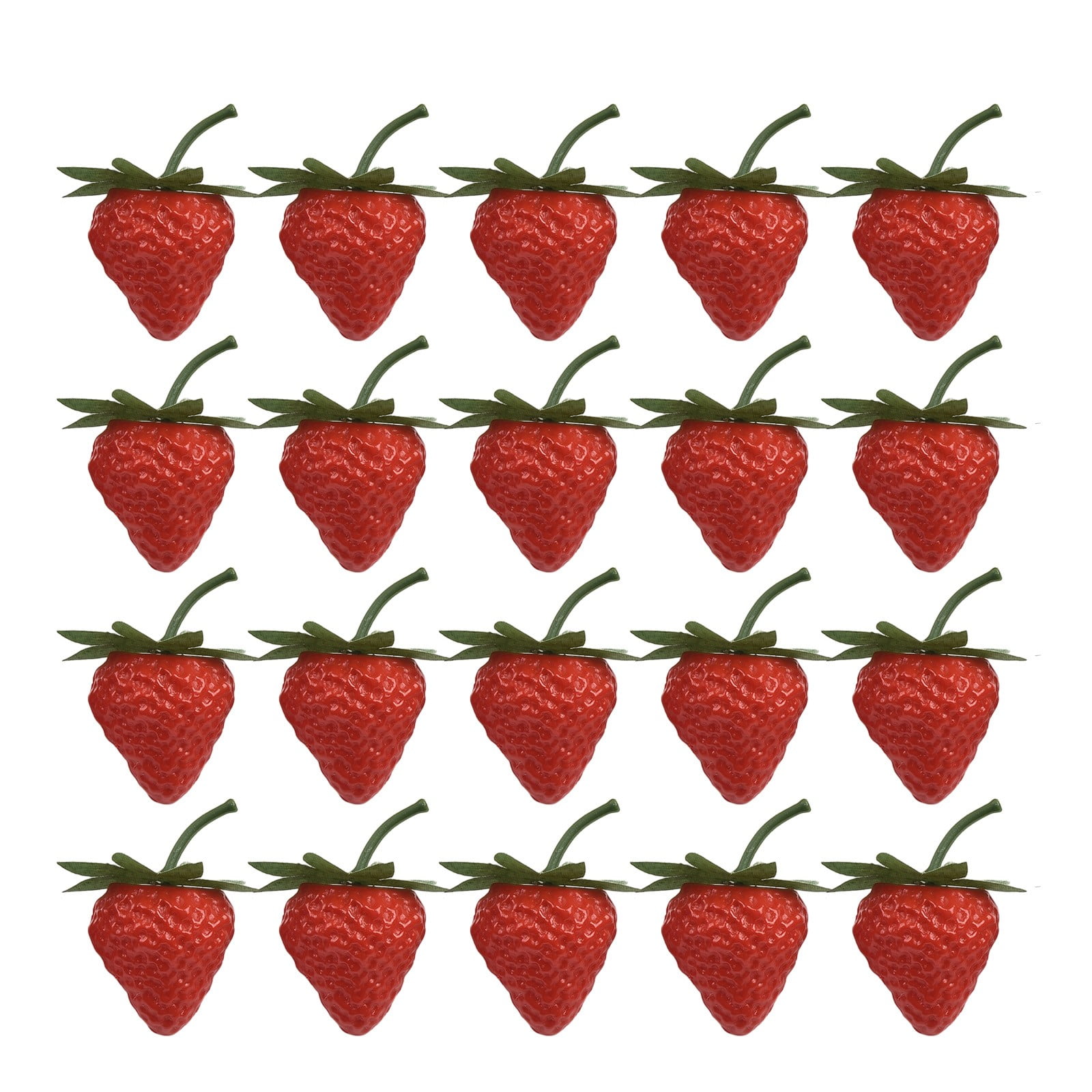 23-Pack Realistic Fake Plastic Strawberries - Artificial Fruit Decor For Cakes, Displays & Crafts
