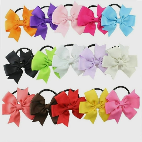 20PCS Baby Girls 3.5" Grosgrin Ribbon Pinwheel Hair Bows Hair Barrettes Ponytail Holders Hair Ties Pony Elastics Hair Band for Babies Girls Teens Toddlers Kids