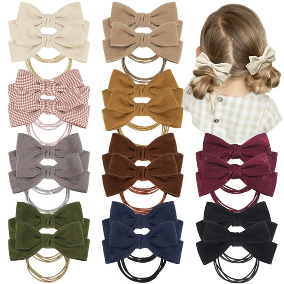 20PCS Baby Girls Hair Bows Ties Boutique Elastic Hair Rubber Hair Band Accessories for Kids Toddlers Infants