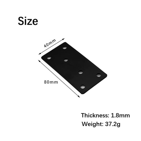 20PCS Black Flat Mending Plates Stainless Steel Straight Mending Plates - 40*80