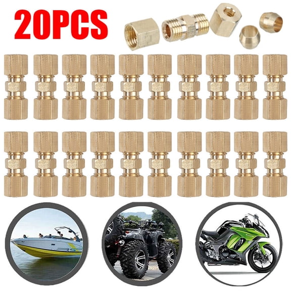 20PCS Brass Compression Fittings Connector 3/16" OD Hydraulic Brake Lines Union