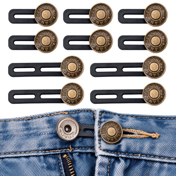 20PCS Button Extenders for Jeans, 10 Short & 10 Long Pants Button Extender, Waist Extender for Trousers and Jeans, No Sew Waistband Extender for Women Men