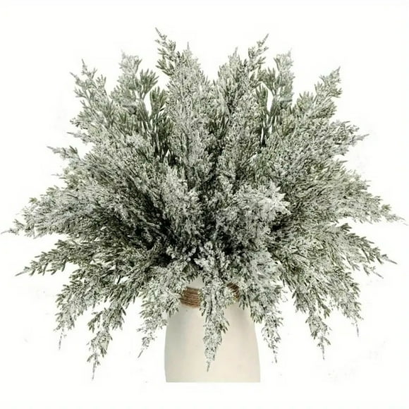 20PCS Christmas Artificial Pine Branches, 10.5" Snowy Christmas Tree Picks Snow Frosted Branches, Faux Greenery Stems for Crafts Winter Tree Decor