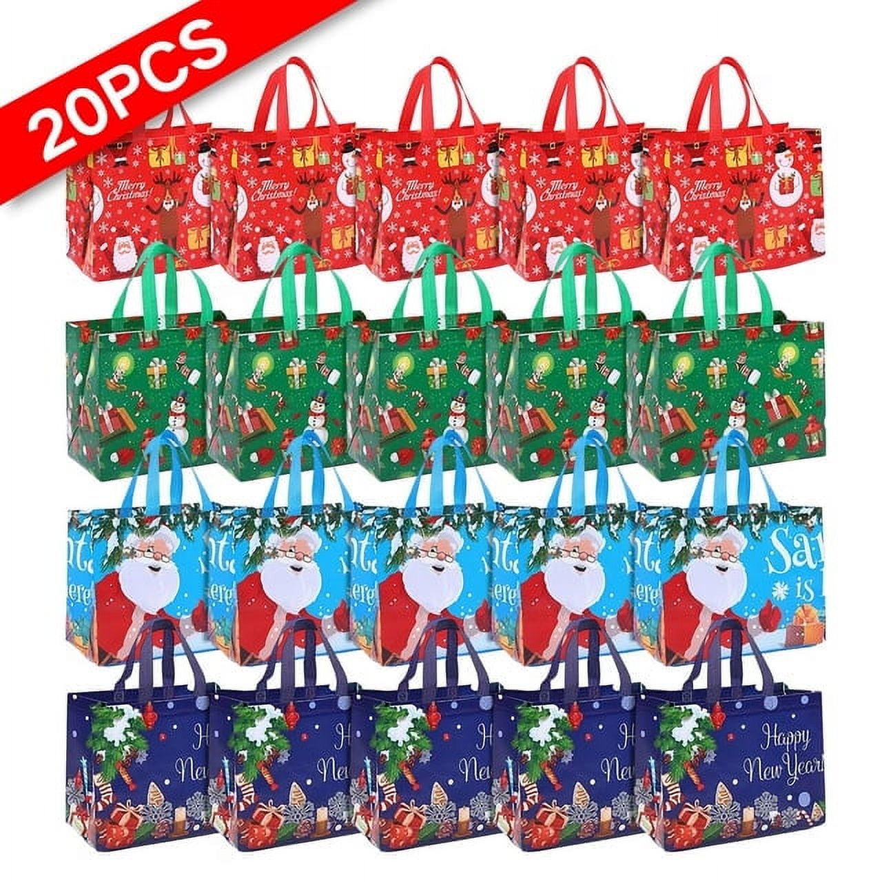 Sweetude 48 Pcs Christmas Gift Bags – Reusable Non-Woven Tote Bags With Handles, 7.8x7.8x3.5 Inch