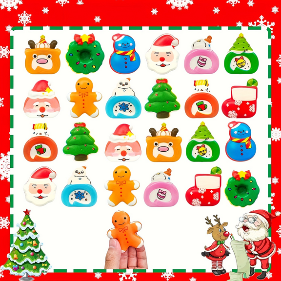 20PCS Christmas Squishy Toys, Funny Squishies for Christmas Party Favors, Christmas Stocking Stuffer, Classroom Prizes, Christmas Gift Bag Filler, Assorted Varieties