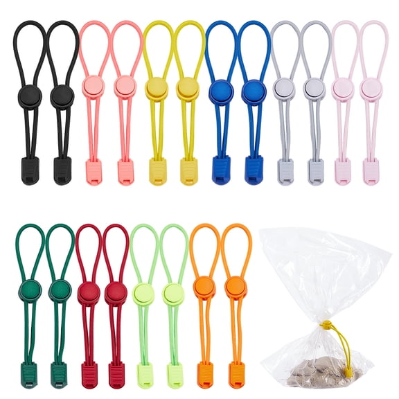 20PCS Clay Bag Tie 10 Color Adjustable Bag Ties Elastic Cable Tie 5.1 Inch Green Orange Pink Black Reusable Cable Strap