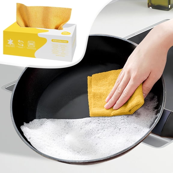20PCS Cleaning Cloths, Disposable Extractable Cleaning Rags, Ultra-Soft Microfiber Absorbent Paper Towels for Home, Kitchen, Car, Garage, Reusable Towels for Home, 2.76x7.87in with Storage Box