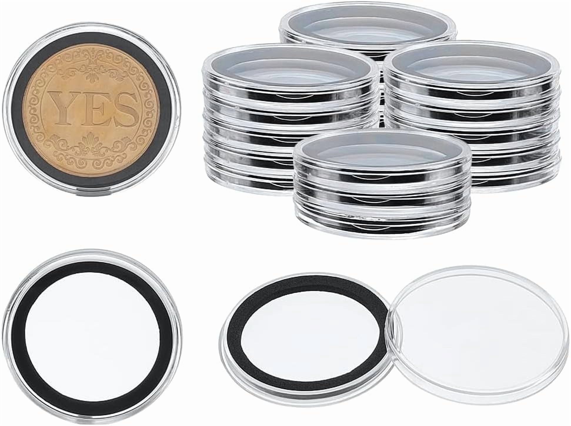 20PCS Coin Capsules 1.5 Inch/38MM Black Ring Coin Holders No Rattle ...