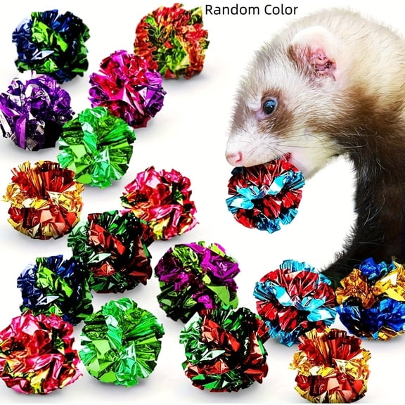 20PCS Colorful Cat Crinkle Ball Toys, 2.16 Inch Interactive Mylar Squeaky Balls for Indoor Cats Kittens Self-play