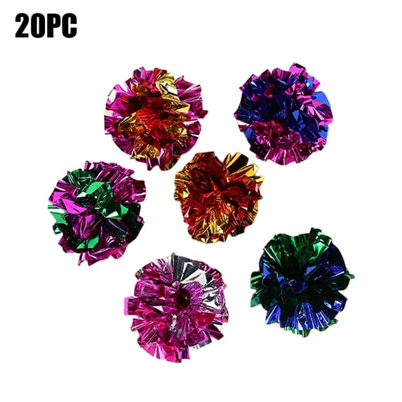 20PCS Colorful Crinkle Cat Toys Cats Toys Cat Interactive Toys Mylar Crinkle Toys Cat Toys Rustle Sound Toy for Cats