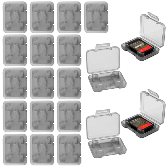 20PCS Compact Game Card Holders Compatible with Nintendo Switch 2 / Switch OLED / Switch / Switch Lite  DIY Clear Storage for One Game Card and One Micro SD (Grey)