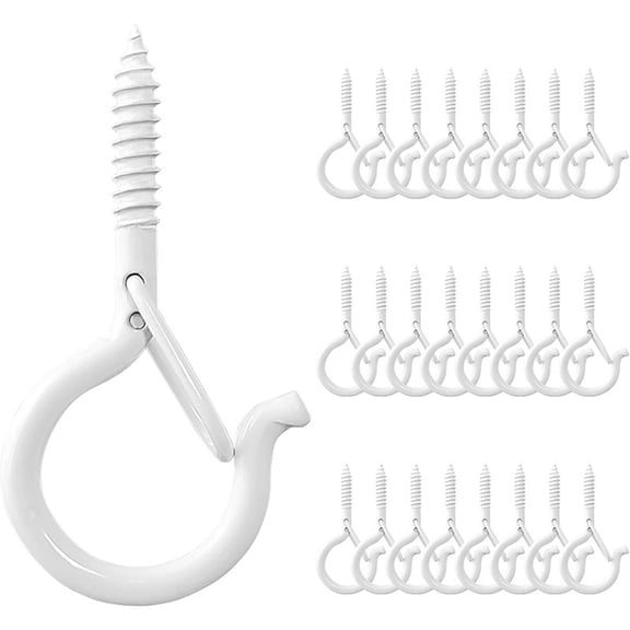 20PCS Diamond Screw Hooks, Q-Hanger Hooks for String Lights, Ceiling Hooks for Wind Chimes, Lanterns,Outdoor Decorations,White