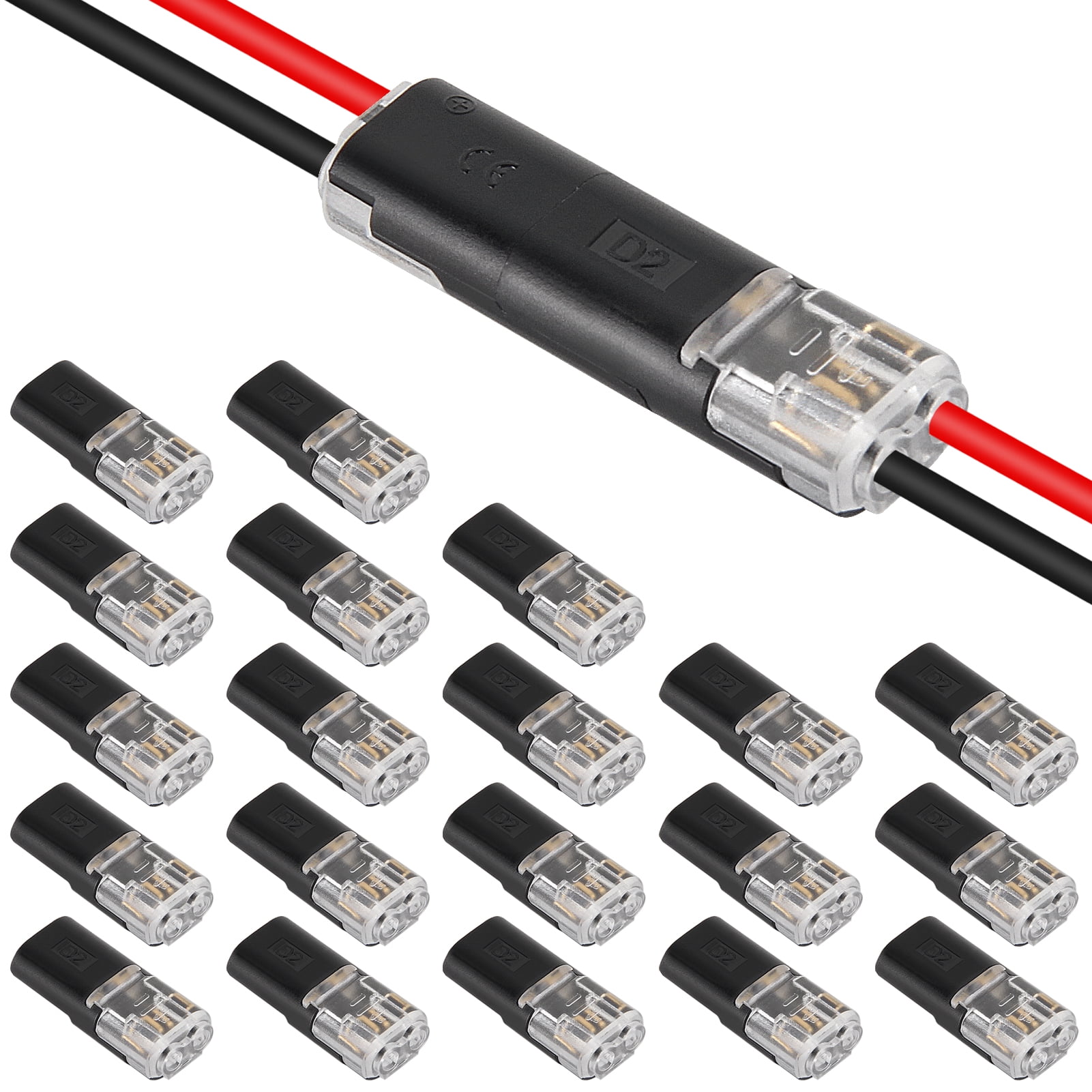 20PCS Double Wire Plug in Connector with Locking Buckle, Flame ...