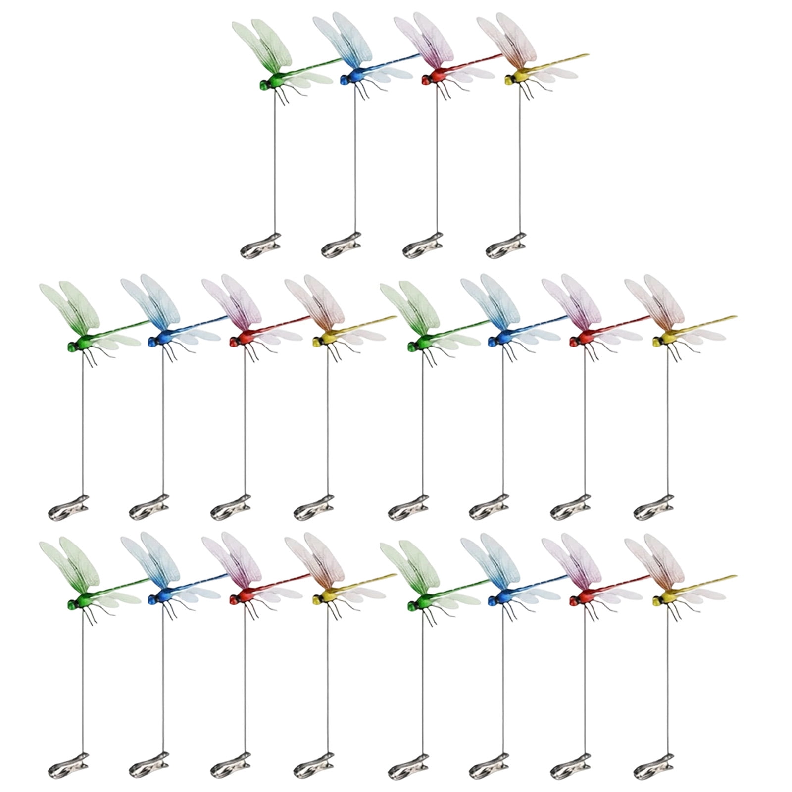 20PCS Dragonfly Clip Bug Repellent 9.8in Plastic Dragonfly Clips Outdoor Garden Stakes Patio Lawn Yard Flying Insect Decor Set