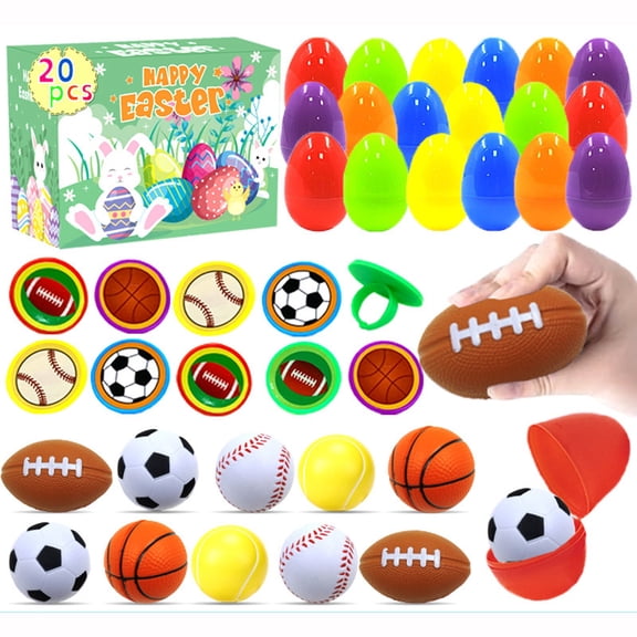 20PCS Easter Eggs Filled Sports-Themed Prefilled Easter Eggs - Great for Egg Hunts & Party Favors