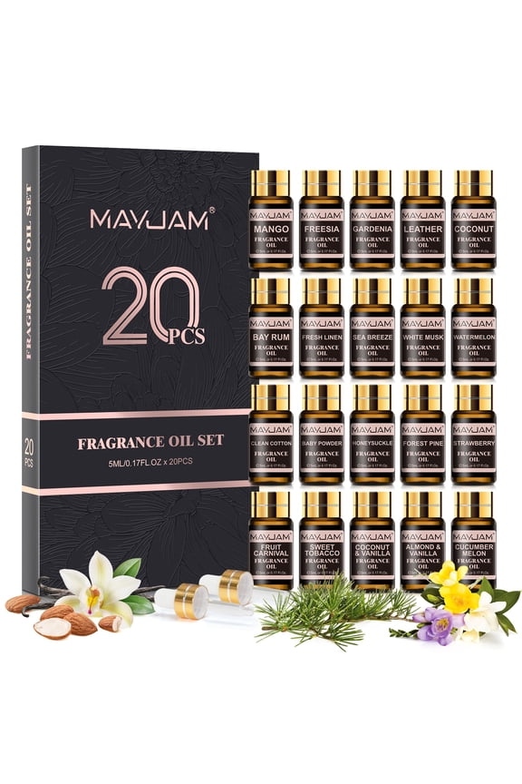 20PCS Fragrance Oil Set, 20 x 5ML, Essential Oils Gift Set for Diffuser, Humidifier, Soap, Candle, Bath Bombs Making, Halloween, Christmas
