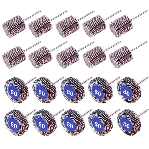 20PCS Flap Wheel, 80 Grit Aluminum Oxide, Brown, 1/8" Shank Diameter 32mm 3/8" Thick and 1" Abrasive Sandpaper Flap Sanding Wheel Grinding Head Rotary Tool