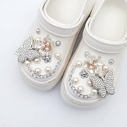 20PCS Flower Shoe Charms for Croc Clog Sandals Bracelets Accessories Decoration, Cute Designer Shoe Charms for Girls Kids Teens Adults Women Party Favor,Diamond