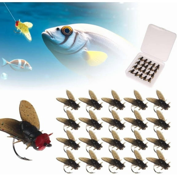 20PCS Fly Fishing Bait, 2025 Upgrade Fishing Lure Kit Trout Jigs Swimbait Dry Flies Trout Panfish Lures for Saltwater Freshwater Bass Panfish (Medium)
