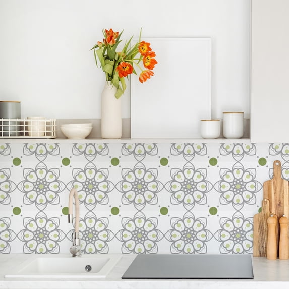 20PCS French Style Peel and Stick Tile Stickers Wall Backsplash DIY Murals Self Adhesive Removable Textured Tile Stickers For Home Kitchen Bathroom Decor, 6 x 6 inch