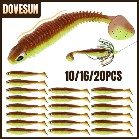 Green Paddle Tail Swimbaits 2.5in Crappie Fishing Lures Soft Baits for Bass Fishing 20PCS