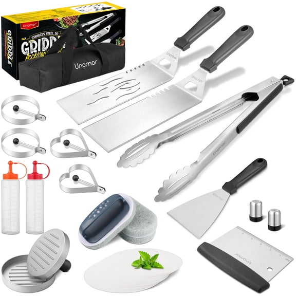 YEAHIBABY Yeahibaby Bbq Tools Kit, 20Pcs Ergonomic Griddle Accessories for Teppanyaki