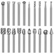 20PCS HSS Rotary Burrs for Wood Carving Burr Drill Bit Set 1/8 for Dremel Tool
