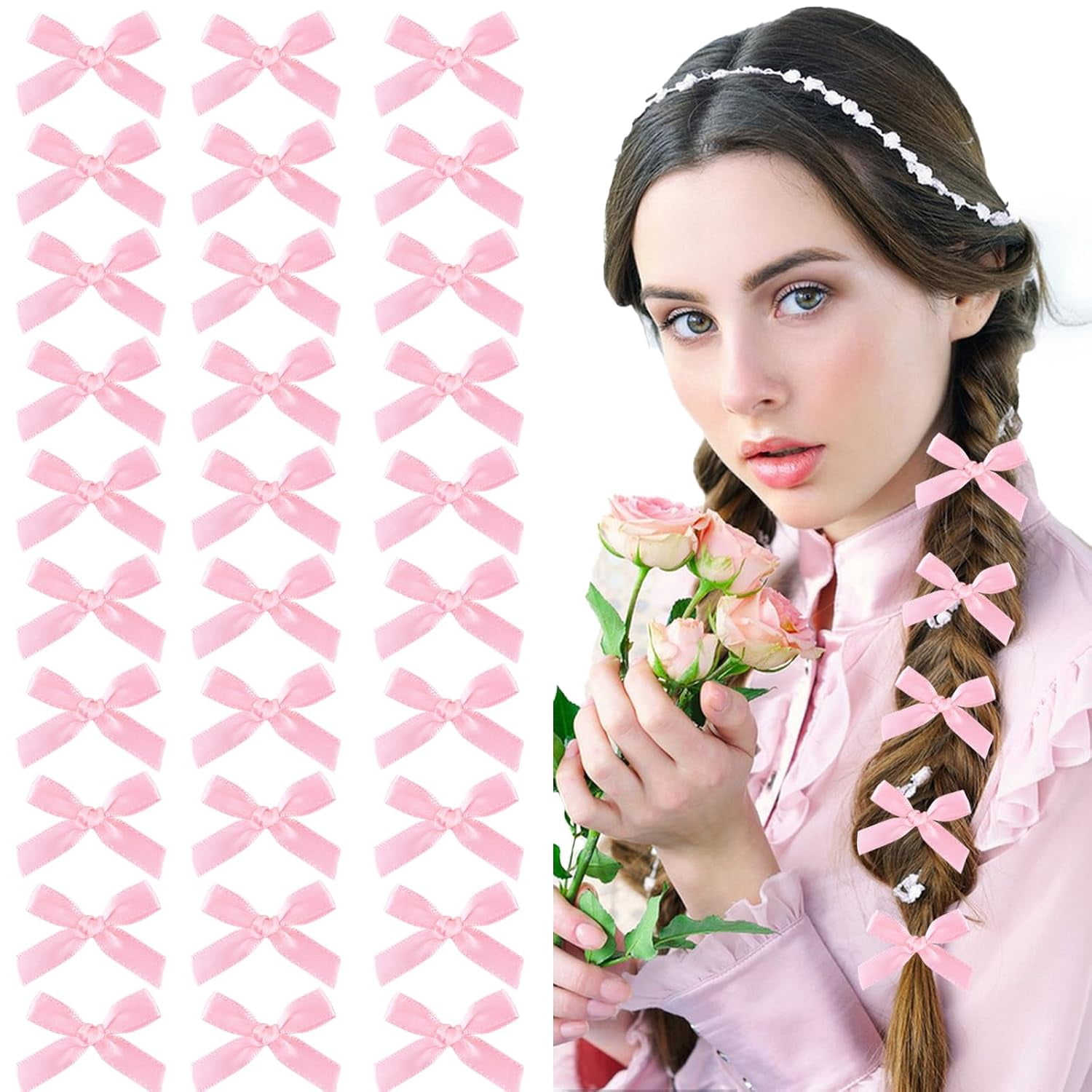 20PCS Hair Bows Ribbon Alligator Hair Ribbon Hair Barrettes for