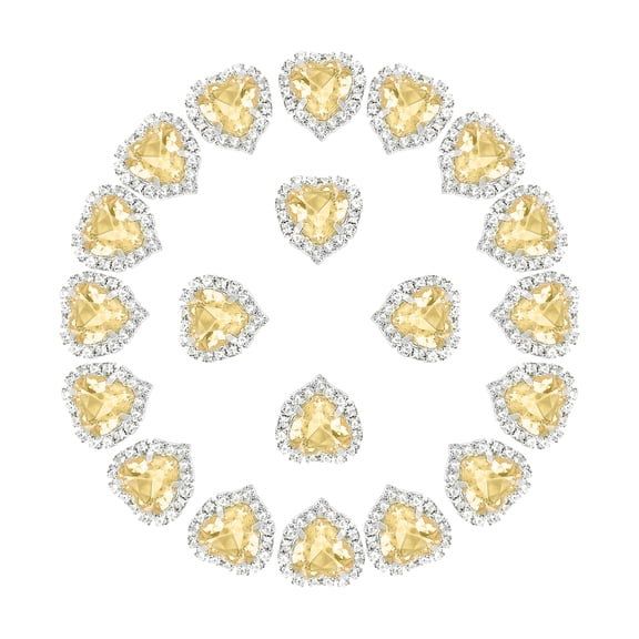 20PCS Heart Rhinestones, Sew on Heart Rhinestones Buttons Crystal Heart Nail Charm Embellishment Flatback Diamond for Sewing DIY Clothing Wedding,  Champagne
