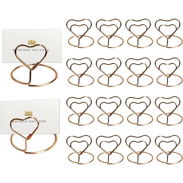 20PCS Heart Shape Rose Gold Wedding Table Number Holder Stands, Novel