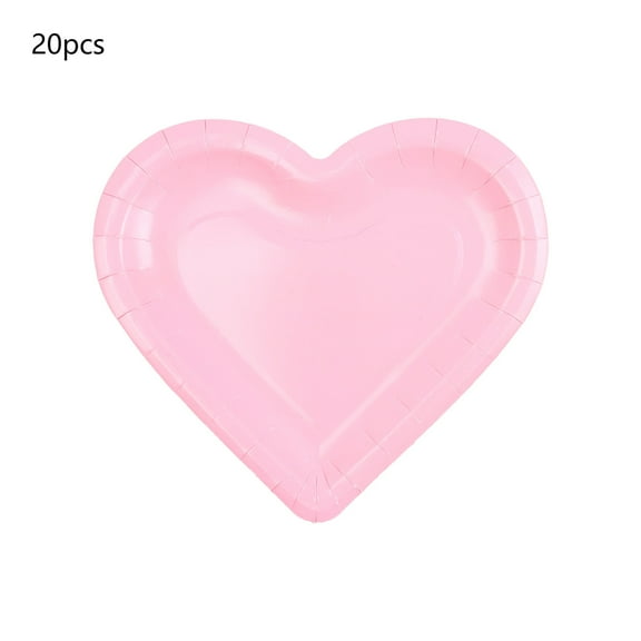 20PCS Heart-Shaped Disposable Paper Plates, 7.5in Valentine's Day Food Tray Tableware for Romantic Dinner & Holiday Decorations