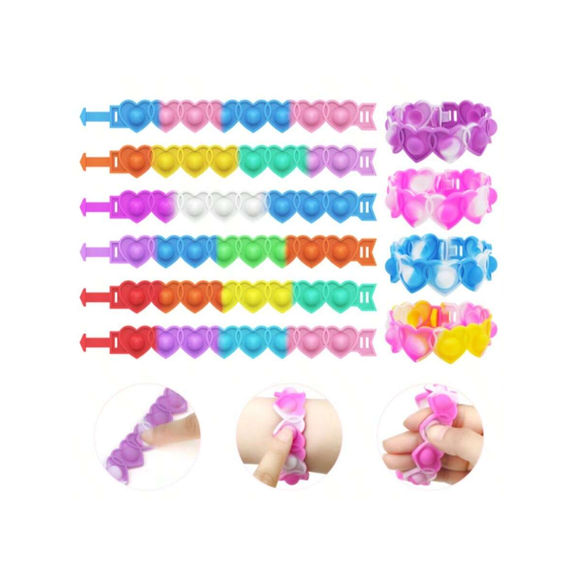 20PCS Heart-Shaped Pop Fidget Bracelets, Heart Bracelets for Valentine's Party Favors, Valentine's Exchange Gifts, Valentine's Gift Bag Filler