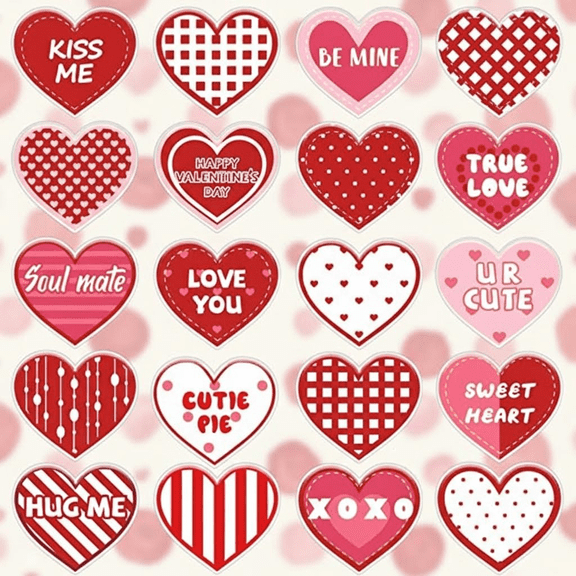 20PCS Heart-Shaped Window Gel Clings, Reusable Valentine's Day Decals for Home Office Decor, Perfect for Anniversary Wedding Party Supplies and Seasonal Window Decoration