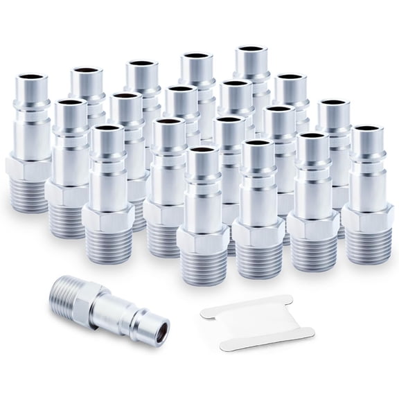 20PCS Industrial Air Plug 3/8" NPT Male Plug, 3/8-Inch High Flow Pneumatic Plugs, Air Hose Quick Connect Adapter, Air Compressor Hose Fitting for Fuel/Airl/Water/Gas/Oil